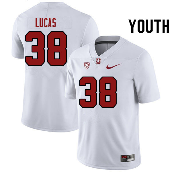 Youth #38 Kale Lucas Stanford Cardinal College Football Jerseys Stitched Sale-White